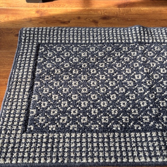 Navy and White Patterned Rug - Picture 2 of 5